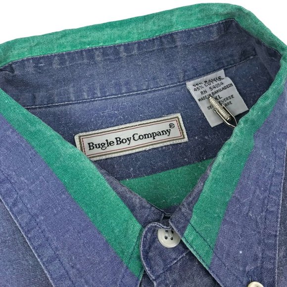 Vintage Bugle Boy Striped Shirt XL Retro Hipster - Picture 2 of 8